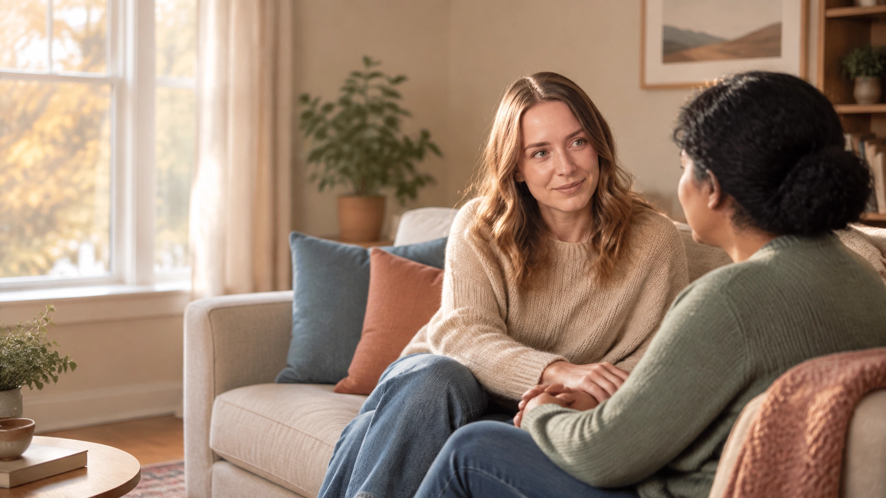 therapist sitting and listening to patient
